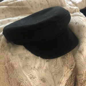 Black Wool Cabby Hat